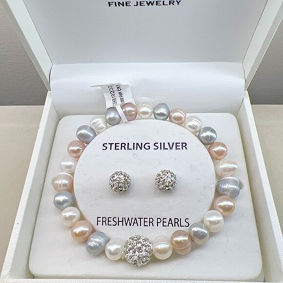 Giani Bernini Jewelry - Giani Bernini 2-Pc. Freshwater Pearl Bracelet & Crystal Earrings Set NIB